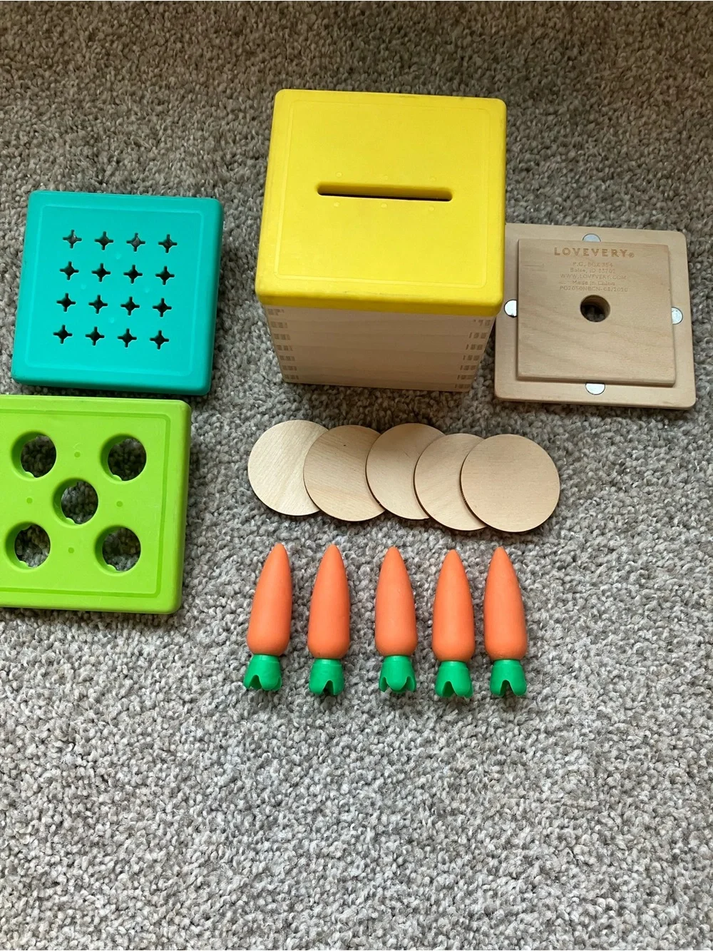 Lovevery Wooden Coin Bank with Carrot Drop Box - The Babbler Playkit